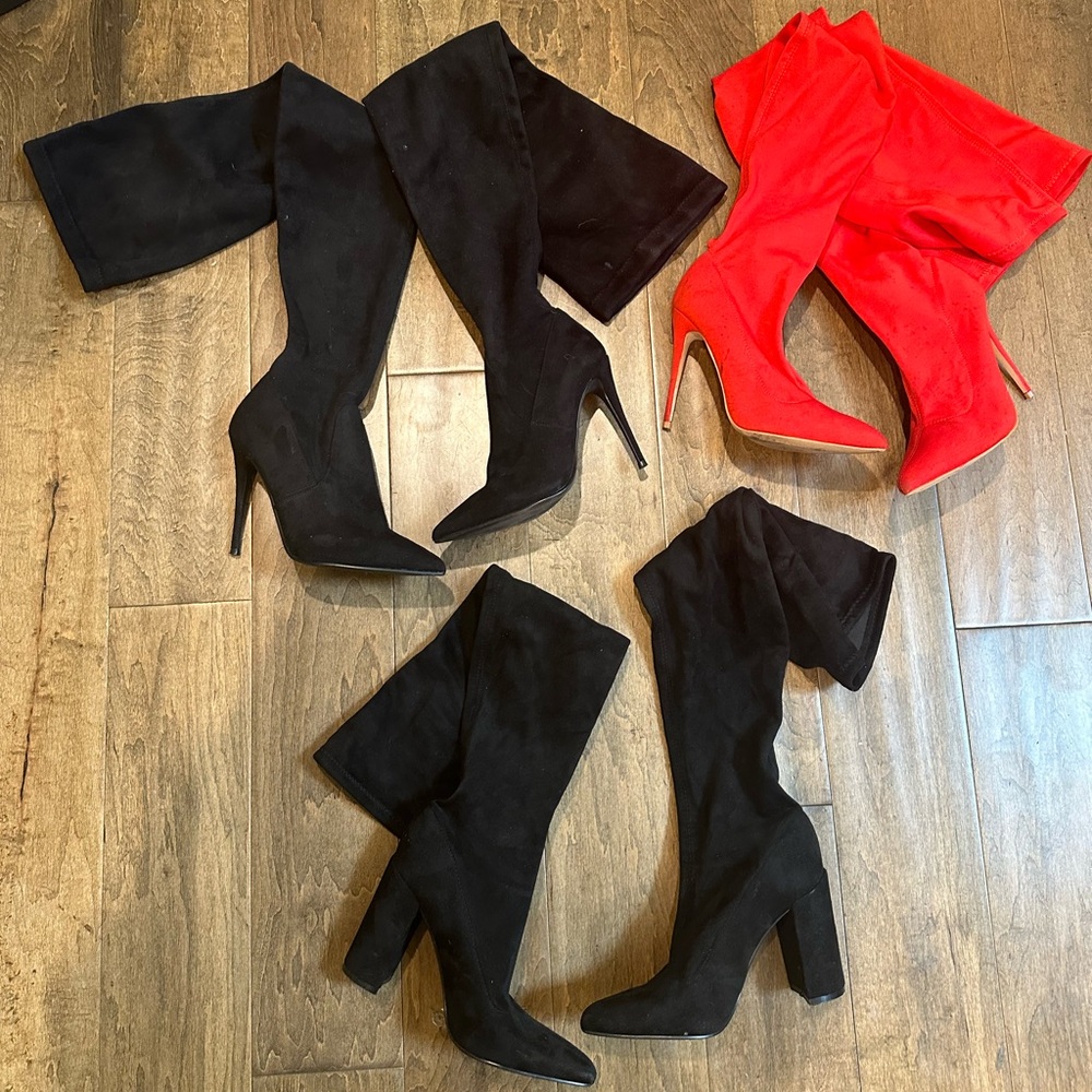3 pairs of high heel boots bundle
